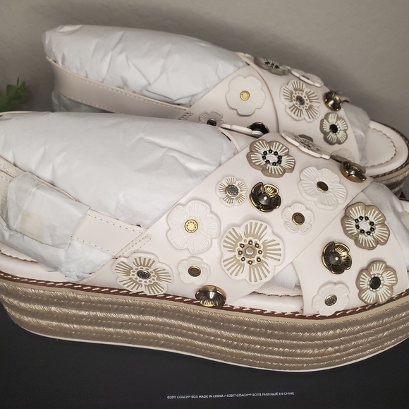 Coach Espadrille Wedge Sandals with Tea Rose - Picture 3 of 8